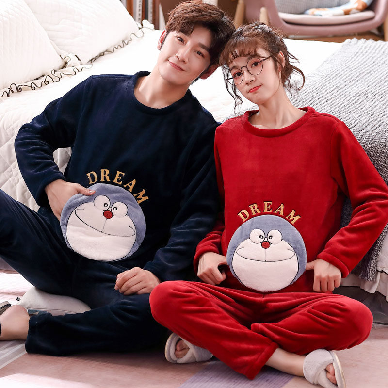 情侣秋冬季长袖法兰绒男士女款睡衣 韩娇绮睡衣/家居服套装