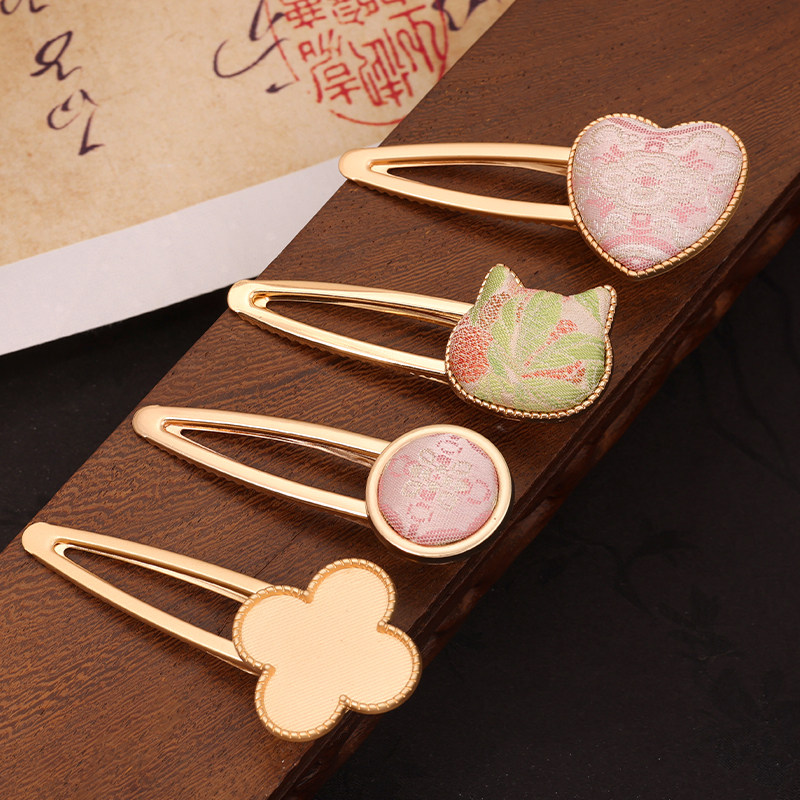 手工diy宋锦发夹古风锦缎发卡黄色中国风刘海夹汉服唐装手工侧边,淘宝优惠券,粉丝福利购,淘宝优惠卷