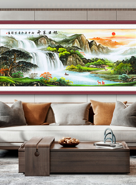 网红旭东新山水画客厅挂画中升室式装饰画景公司办公沙发背山墙日