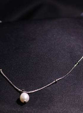 向卉意大利中古库存回流925银珍珠幸运珠项链