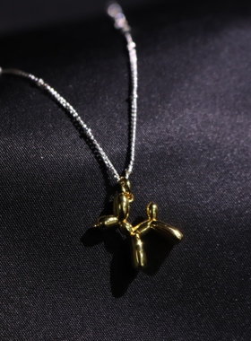 向卉意大利中古库存回流925银气球狗项链