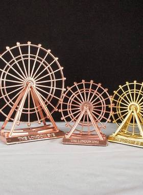 耀莎金属工艺礼品摆饰摩天轮带灯创意家居客厅书房办公室装饰摆饰