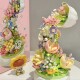 Hua Yan Tea Talk Building Blocks Flower Rotating Music Box Assembling Fun High Decoration Girls Birthday Chinese Valentine's Day Gift