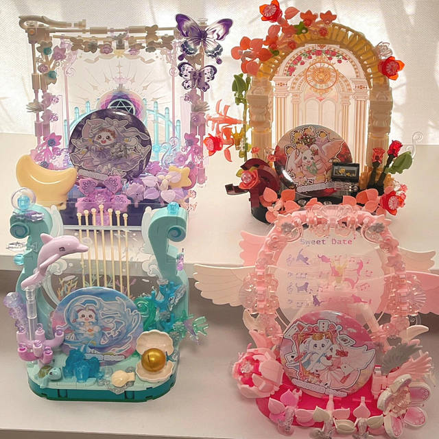 Moonlight Society Wisteria Love Badge Decoration Ornament Eternal Oath Assembling Fun High Building Blocks Girl Gift