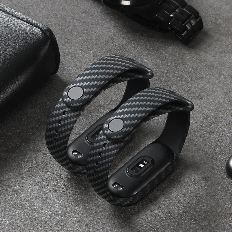 适用小米手环10/9/8/7手腕带碳纤维纹6/543手表带nfc版硅胶小米智能运动手环九八七六五代替换带男配件 - 图3