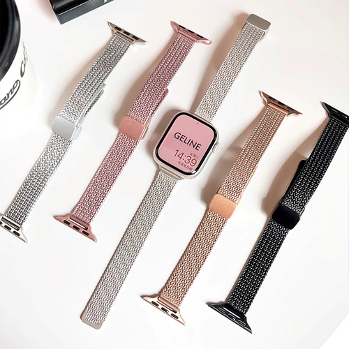 适用iwatchs9表带系列s10高级感女款applewatchs9新款11苹果手表链s87手表带6小众iwatchse2金属磁吸腕带质感 - 图1