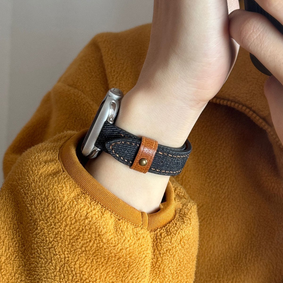 适用华为watch fit4手表带新款牛仔watchfit3智能手表链4pro腕表系列时装2女士高级感1手环腕带女款秋冬真皮 - 图2