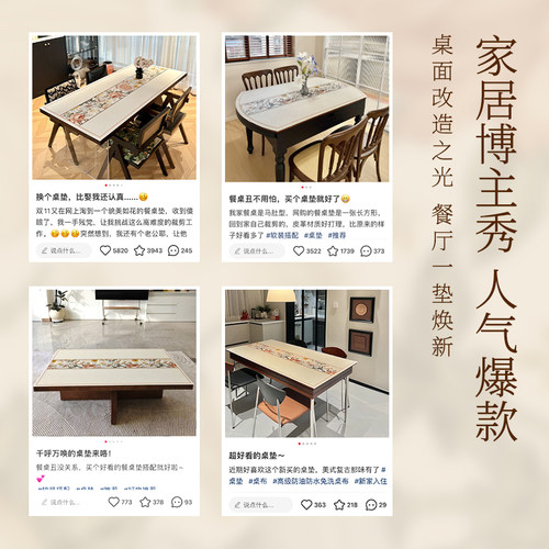 轻奢美式餐桌垫桌布防水防油免洗高级茶几桌垫防烫隔热桌面保护垫 - 图1