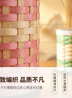 非遗竹编笔筒国风桌面高颜值收纳