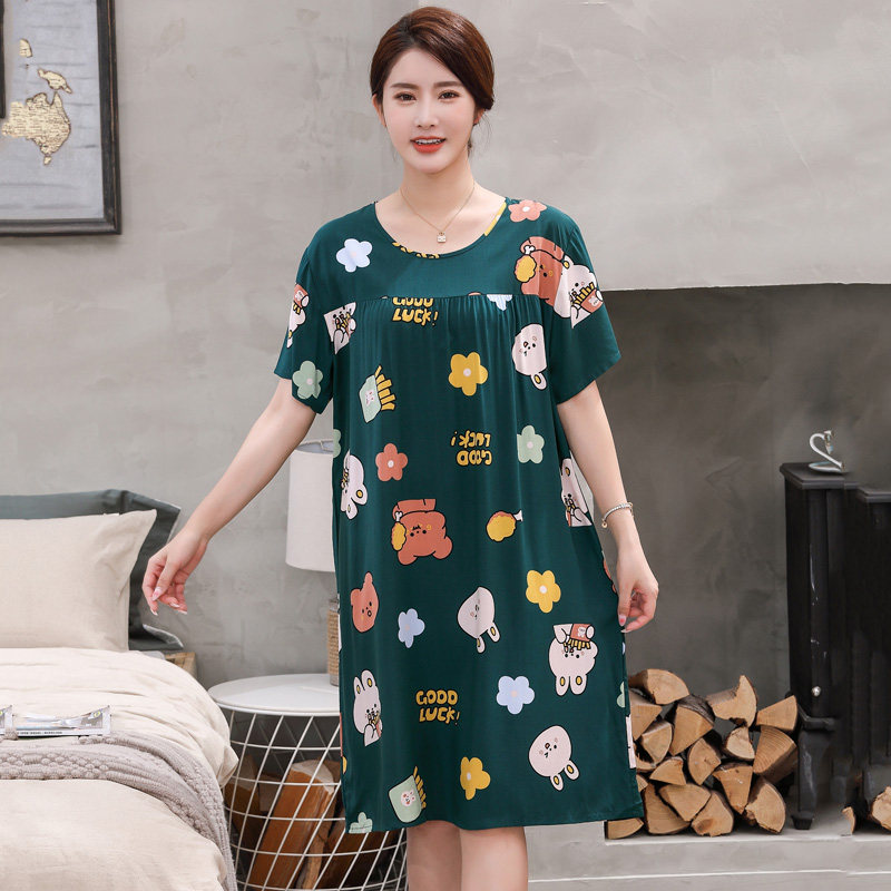 棉绸睡裙女士人造加大码孕妇连衣裙 卡思涵睡裙