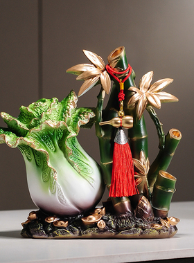 节节高升竹子摆件招财新中式客厅玄关白菜装饰品乔迁新居开业礼品