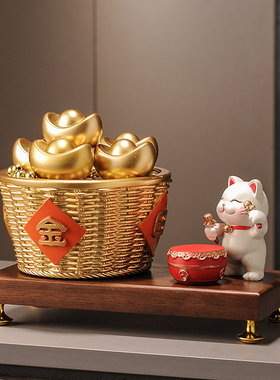 日进斗金摆件元宝招财猫装饰客厅办公室酒柜高档乔迁新居开业礼物