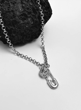 双链叠戴项链钛钢不掉色别针吊坠