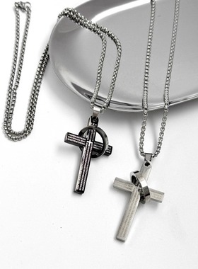 十字圆环中性潮牌项链潮酷卫衣链