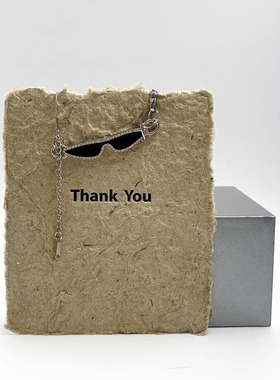 黑色细眼镜潮项链吊坠饰品