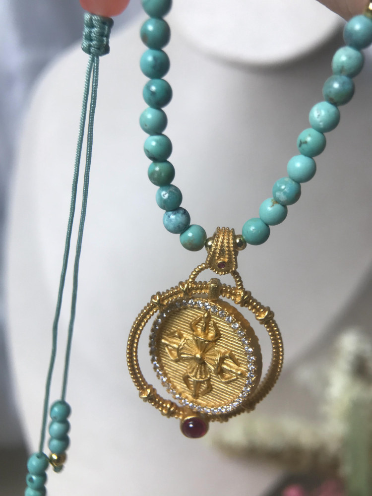 Raw Turquoise 925 Silver Seed Pendant Necklace