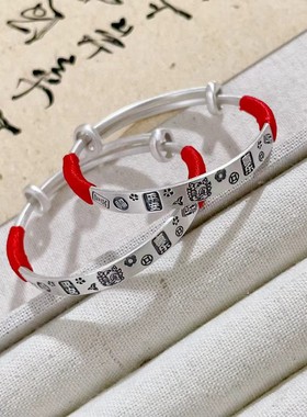 送礼手镯纯银古法男女宝宝满月