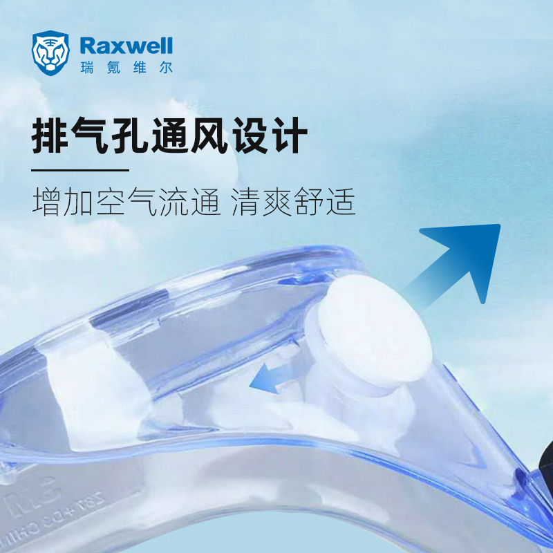 Raxwell 护目镜劳保用品 带通风口 防冲击防雾 可与近视眼镜配带 - 图0