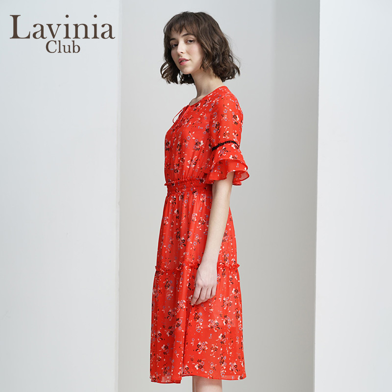 Lavinia Club/拉维妮娅2019夏季新品修身薄款碎花连衣裙M193LQ97