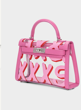 HXXXXS夏季新款高级感透明包包涂鸦黑色粉色斜挎手提女小包百搭潮