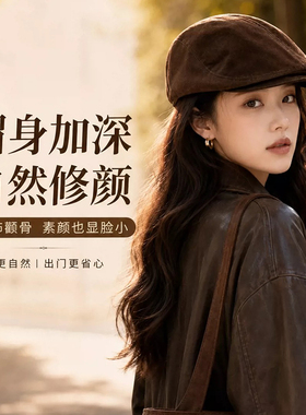 Classy key新加坡设计师联名款麂皮绒反戴前进帽显脸小报童贝雷帽