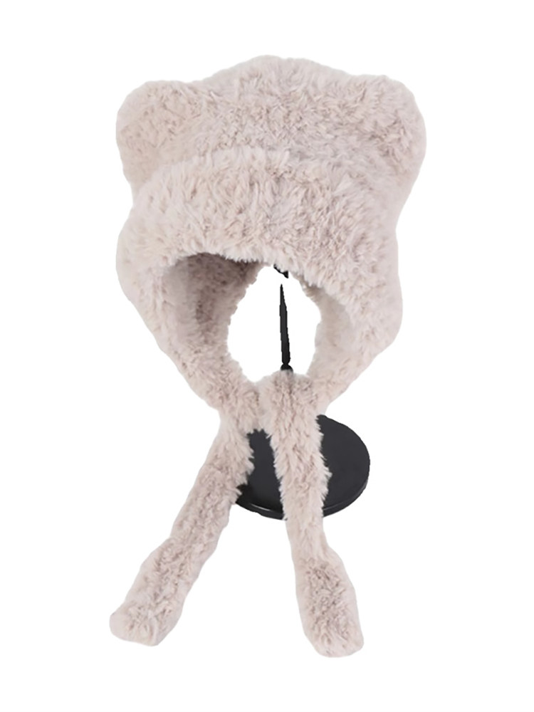 Classy key新加坡设计师联名款小熊毛绒帽大头围护耳针织帽毛线帽,淘宝优惠券,粉丝福利购,淘宝优惠卷