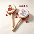 婴儿桃木羊皮拨浪鼓纯手工宝宝可啃咬黄铜哗啦棒传统实木质玩具