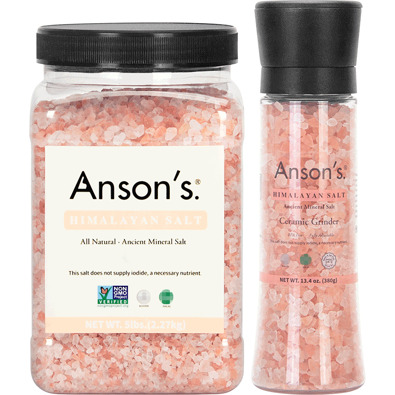 Ansons喜马拉雅玫瑰盐研磨器大罐补充装粉盐食用海盐2.27Kg+380g - 图1