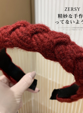 发箍女百搭韩国气质秋冬毛线麻花压发外出发窟显脸小头箍发卡头饰