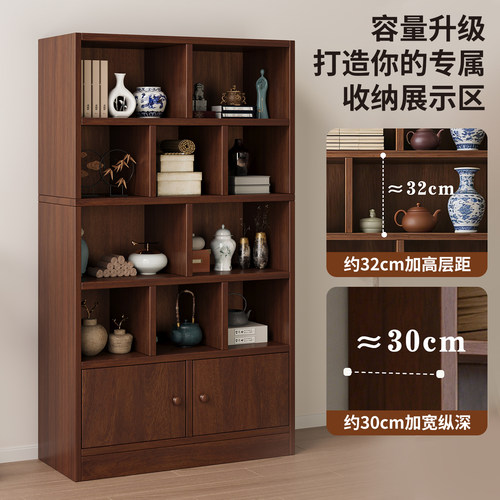 新中式茶楼收纳柜子客厅茶室博古架多功能展示柜家用置物架展示架 - 图3