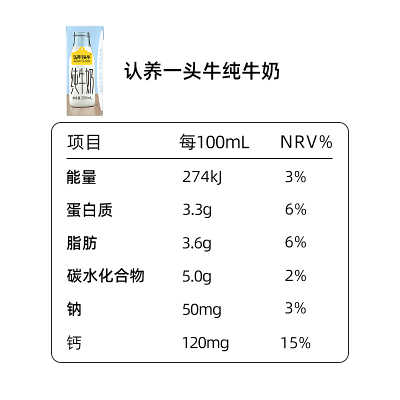 【直播推荐】认养一头牛全脂纯牛奶200ml10盒3箱