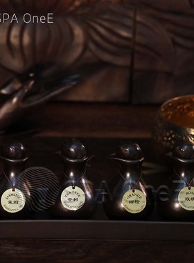 精油名字按摩油名字定制标识挂牌金色不锈钢吊牌耐用spa水疗美容