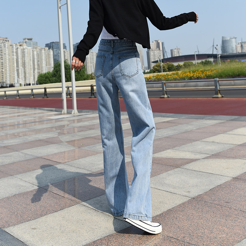 高腰阔腿2020新款潮直筒秋冬牛仔裤 丹芷汐牛仔裤