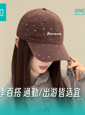 畹町乡野牧歌碎花软顶棒球帽韩系碎花满印咖色鸭舌帽少女显脸小帽