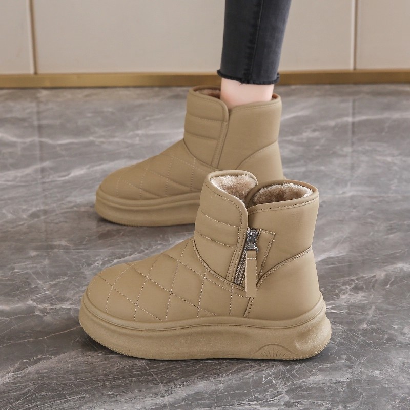 皮毛一体雪地靴女款2025新款冬季加绒加厚棉靴哈尔滨防滑防水棉鞋 - 图2