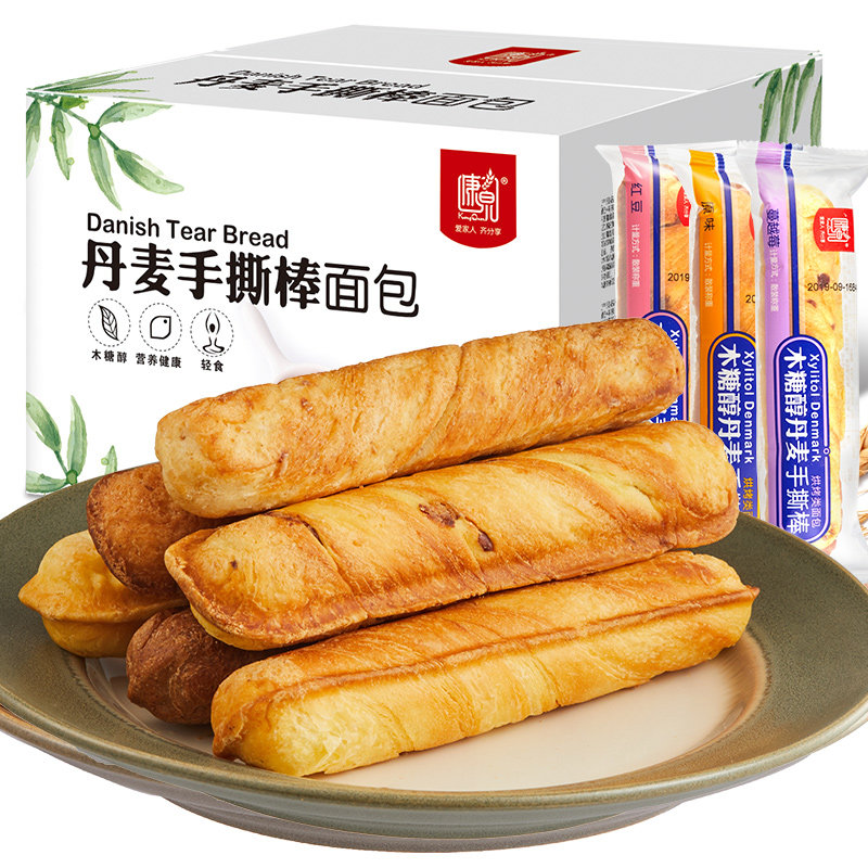 康泉无蔗糖手撕棒早餐整箱零食面包 昌实食品西式糕点