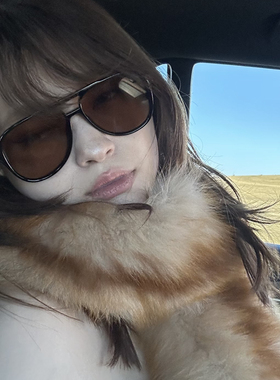 酉事2025新款时尚复古双梁墨镜女欧美风飞行员太阳镜蛤蟆镜太阳镜