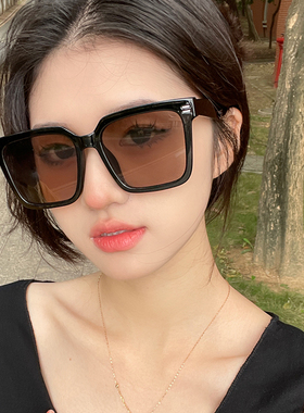 复古大黑框茶色方形显脸小太阳镜
