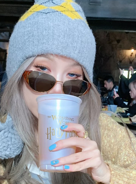 复古豹纹猫眼墨镜女潮高级感凹造型方形太阳镜显瘦气质街拍遮阳镜