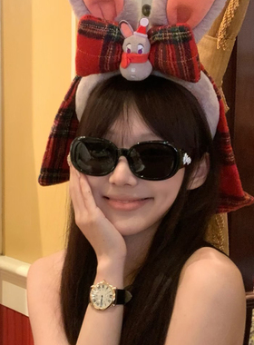 酉事复古山茶花墨镜女大框椭圆形显瘦高级千金感度假遮阳太阳眼镜