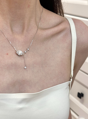 DEER宇宙星光1克拉莫桑石钻999足银纯银项链女朋友闺蜜生日礼物