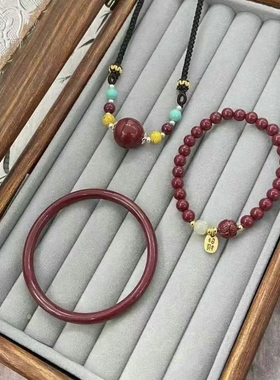 天然朱砂手串男女款原矿高含量紫金砂手链本命年转运珠情侣送礼物