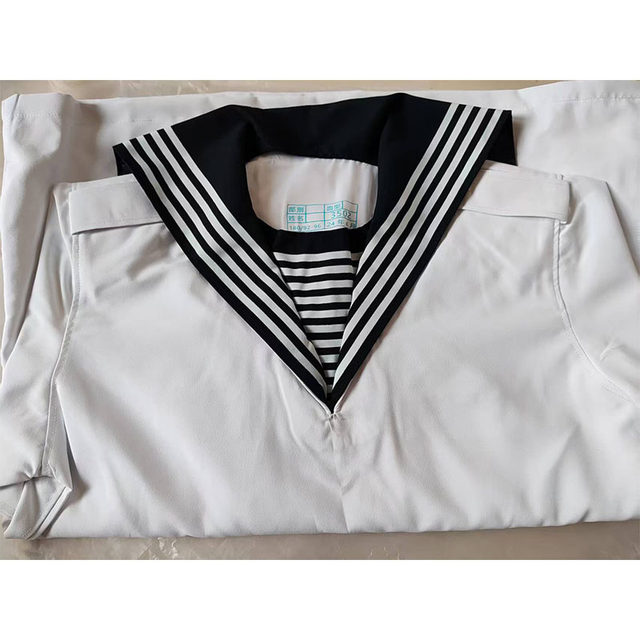 White navy blue sailor suit with shawl men's metal button collection sailor stage performance costume
