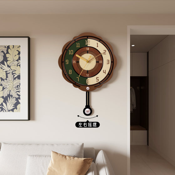 High-end retro swing clock wall clock silent without punching