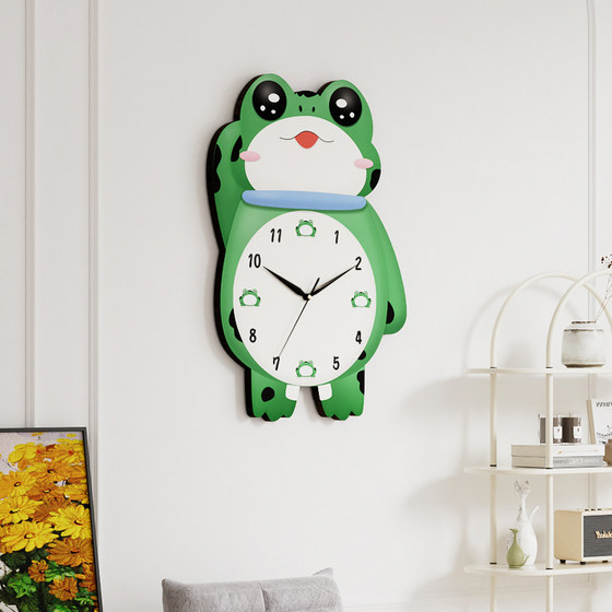 Internet celebrity frog home clock mute without punching holes