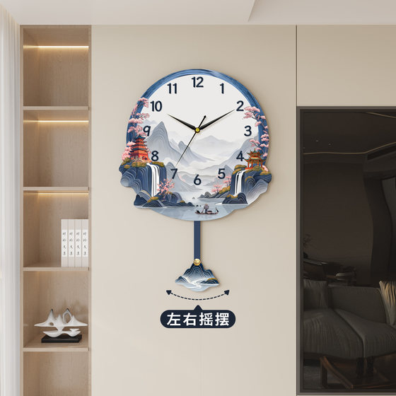 Medieval style landscape painting quartz clock perpetual calendar wall clock