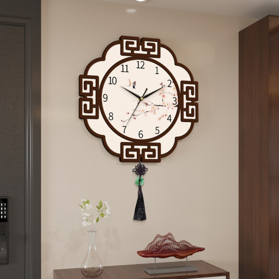 Chinese style decorative painting clock wall clock free punch clock