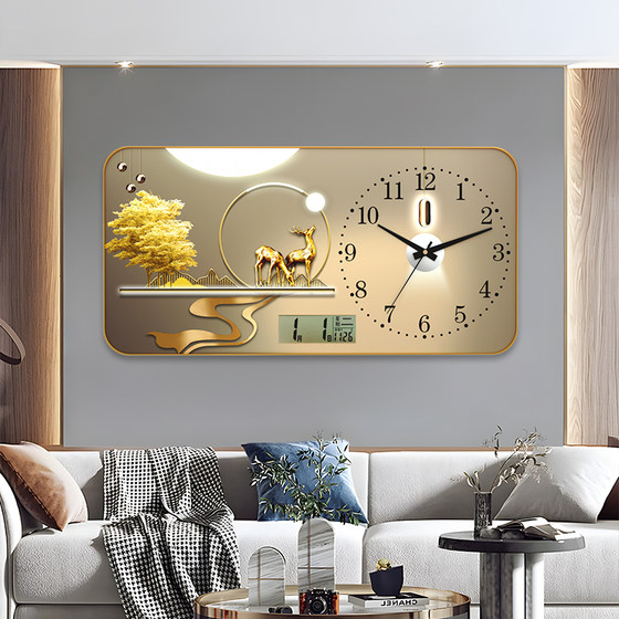 Perpetual calendar decorative painting wall clock without punching and mute