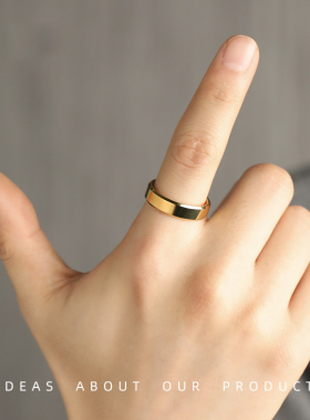 素圈戒指18K男简约食指钨金尾戒