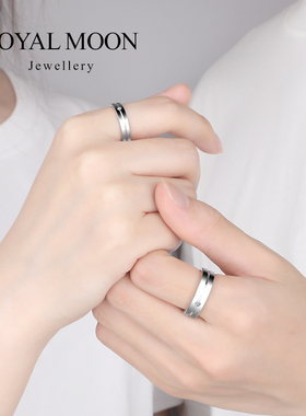 情侣戒指男士单身刻字钻戒女食指